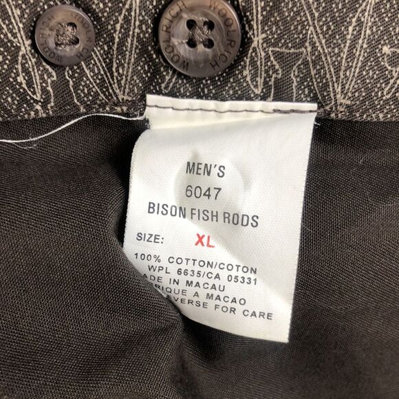 Woolrich Brown Vison Fish Fishing Rods Long Sleeve Button Down Shirt - Size XL - Picture 13 of 15